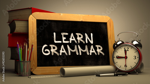 Tableau sur toile Handwritten Learn Grammar on a Chalkboard.