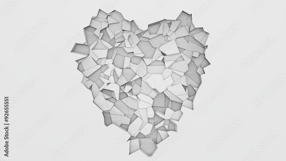 3d breaking wall background.heart formed version 3d breaking wall background.heart formed version