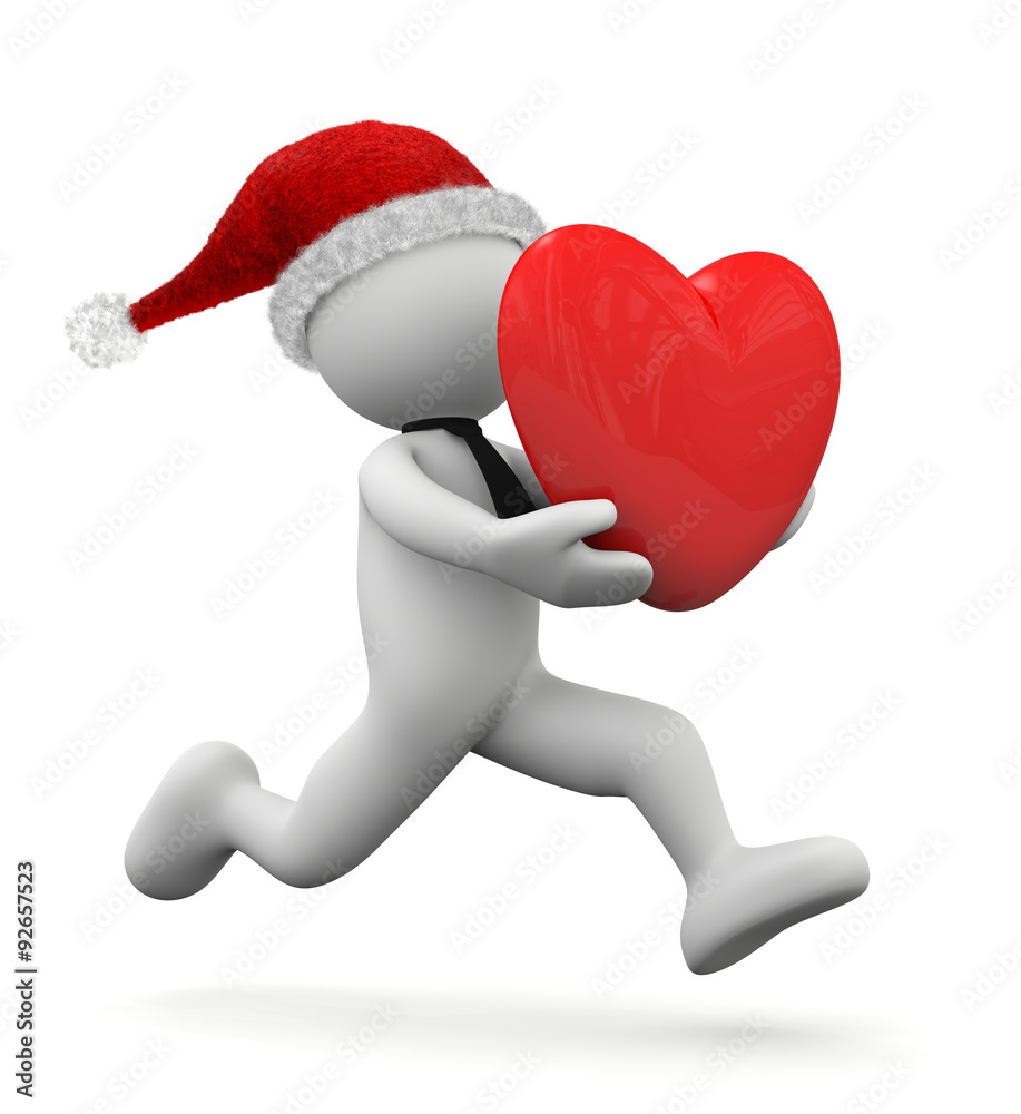 omino 3d Natalizio che corre con cuore omino 3d Natalizio che corre con cuore