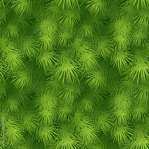 Christmas tree fir branch seamless background. Vector