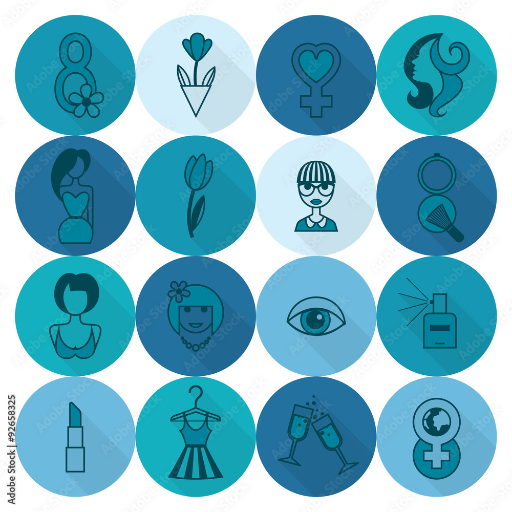 Womans Day Icon Set Womans Day Icon Set