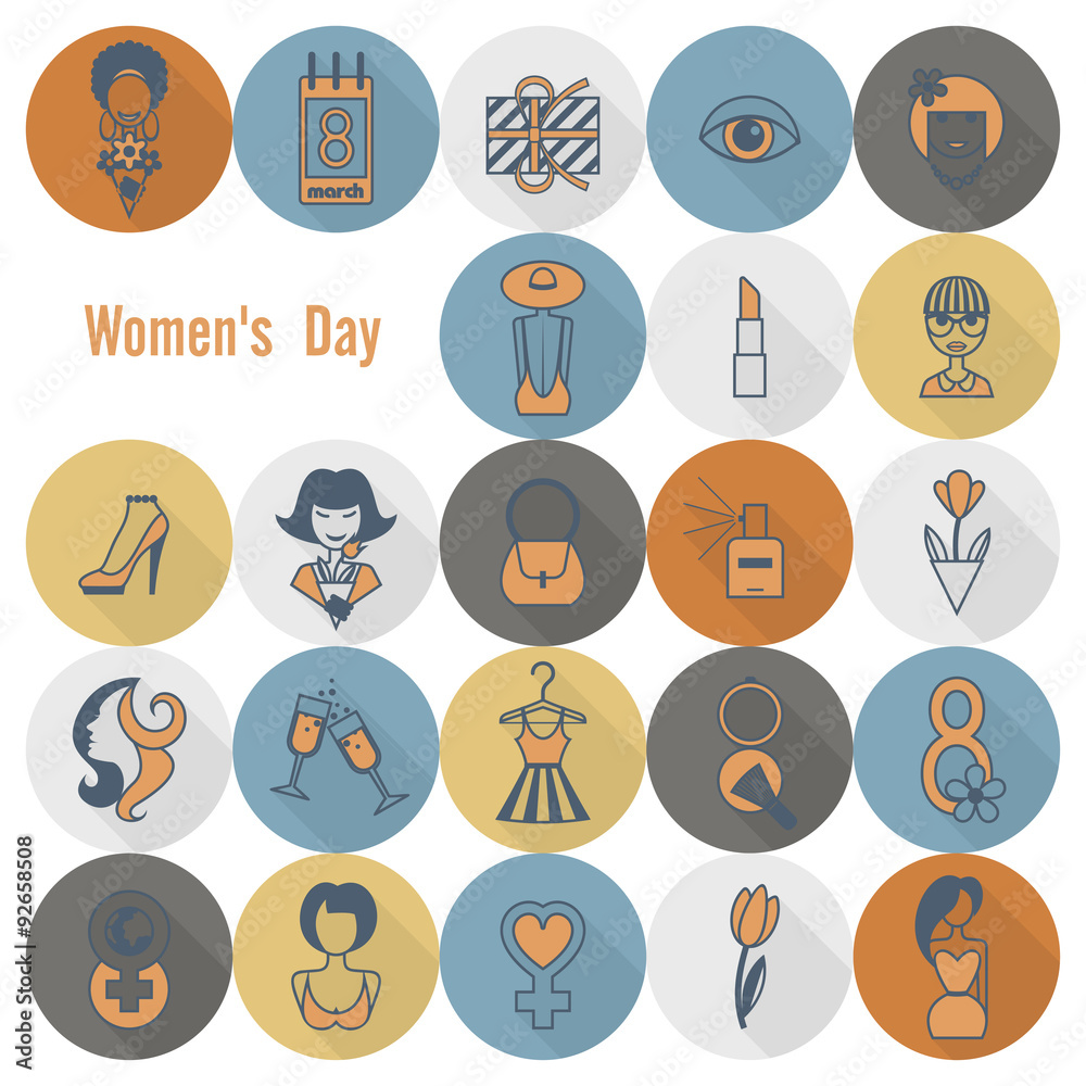 Womans Day Icon Set Womans Day Icon Set