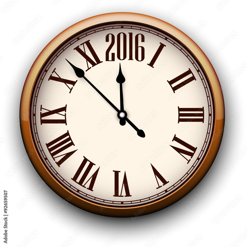 Fototapeta premium Happy 2016 year. Vintage clock.