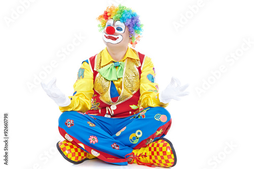 Fotografia, Obraz Portrait of a clown isolated on white background