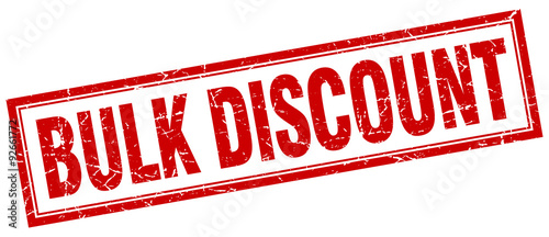 bulk discount red square grunge stamp on white