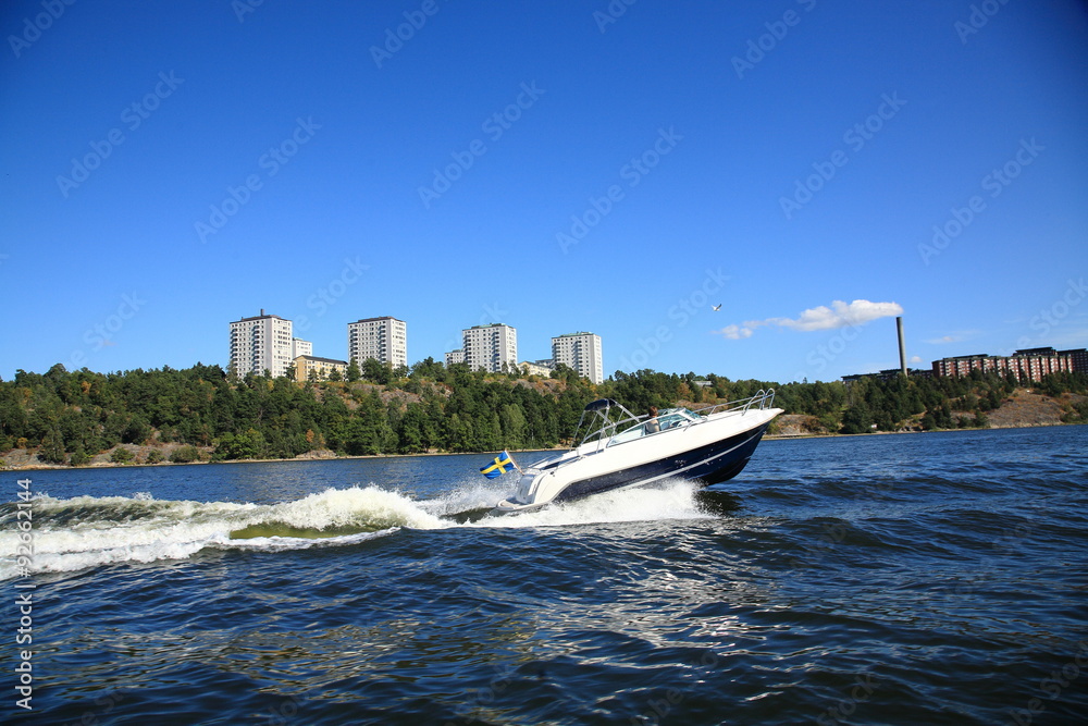 Fototapeta premium Leisure with a motor boat