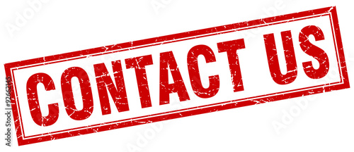 contact us red square grunge stamp on white