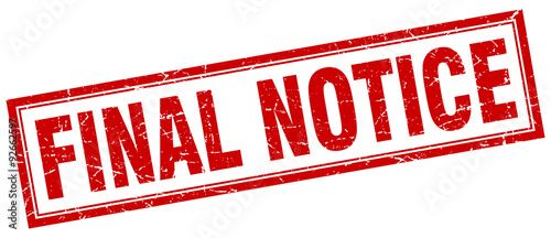 final notice red square grunge stamp on white