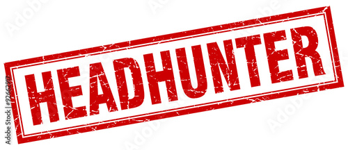 headhunter red square grunge stamp on white
