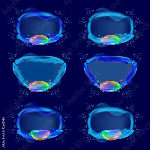 Water frames 1 / Vector design made in Illustrator 10
Transparent water frame