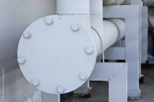 Potable water piping with flange, stud, bolt on a condominium