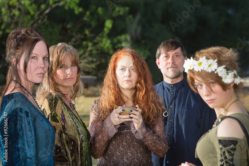 Wicca People with Incense Bowl