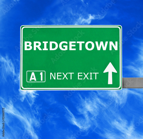 BRIDGETOWN road sign against clear blue sky