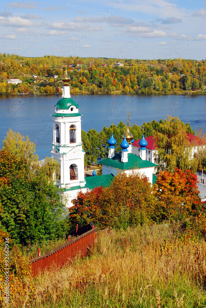 View of Ples town and the Volga river, Russia. Ples is famous by its landscapes.