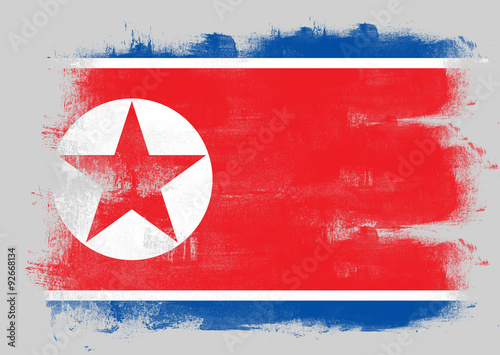 Flag of North Korea painted with brush