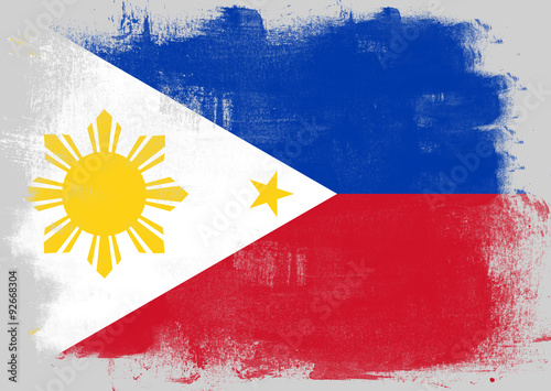 Flag of Philippines painted with brush
