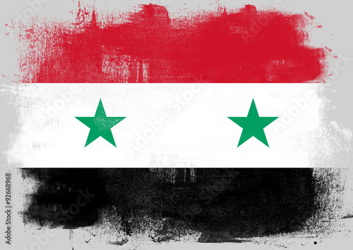 Flag of Syria painted with brush