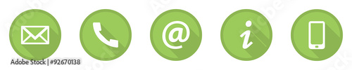 Contact us Flat Icons Buttons green