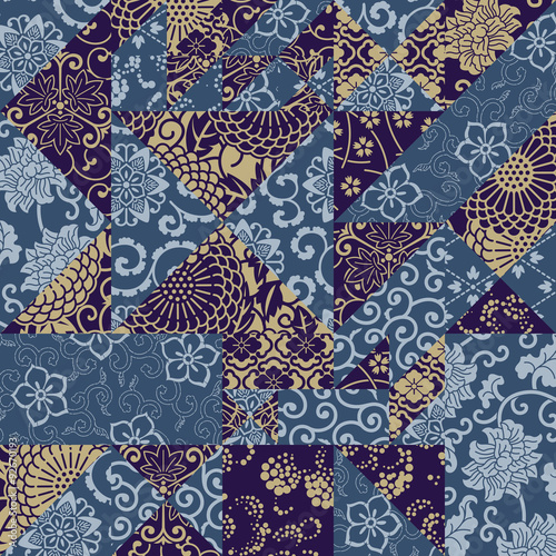 Chinese style patchwork seamless vector pattern
