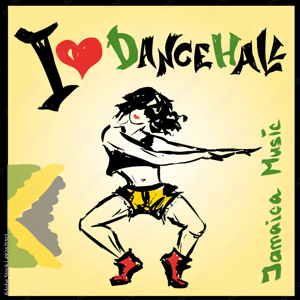 Dancer dancehall style, hand drawing