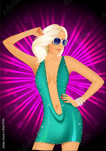dancing girl on disco night party 