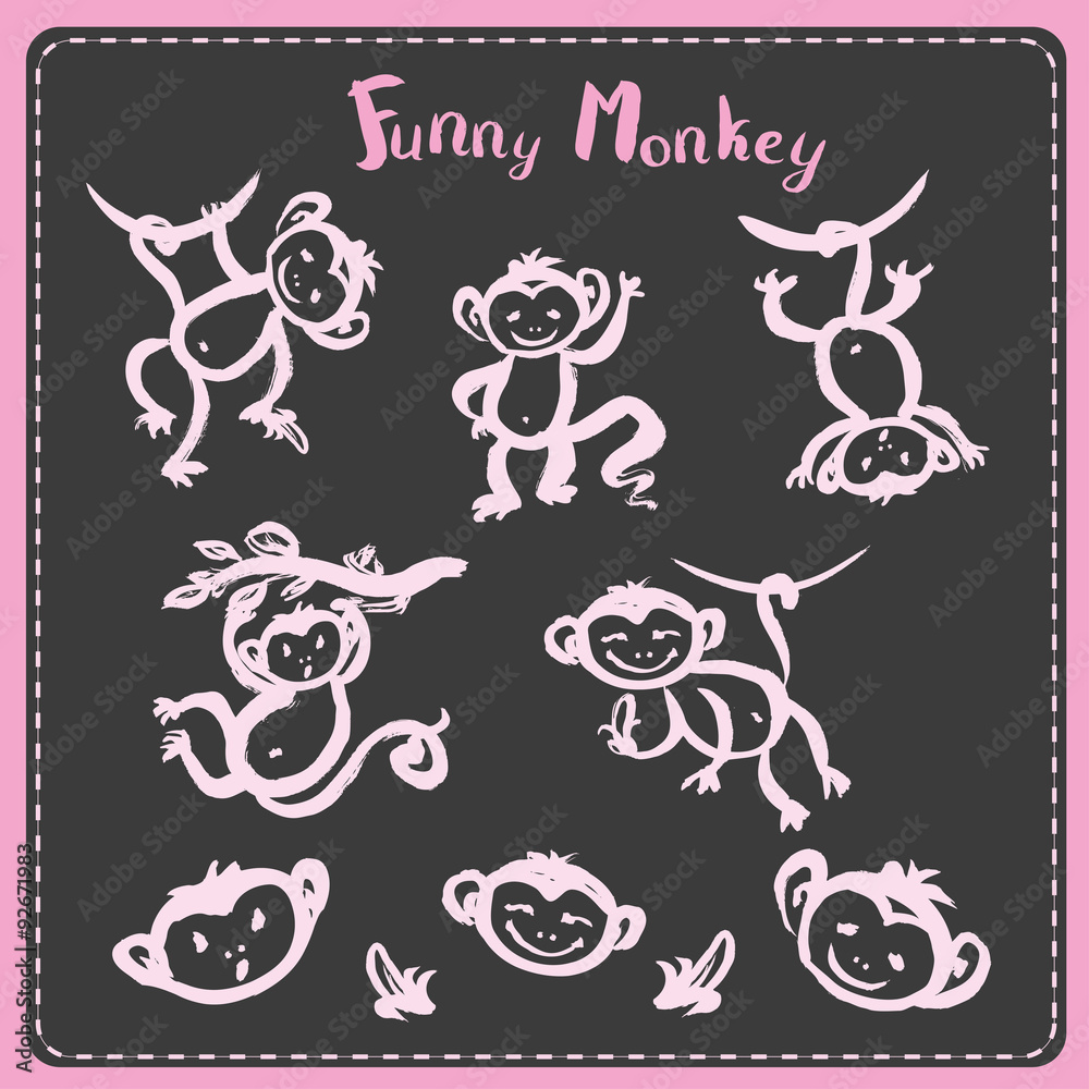 Obraz premium Cute doodle Monkey