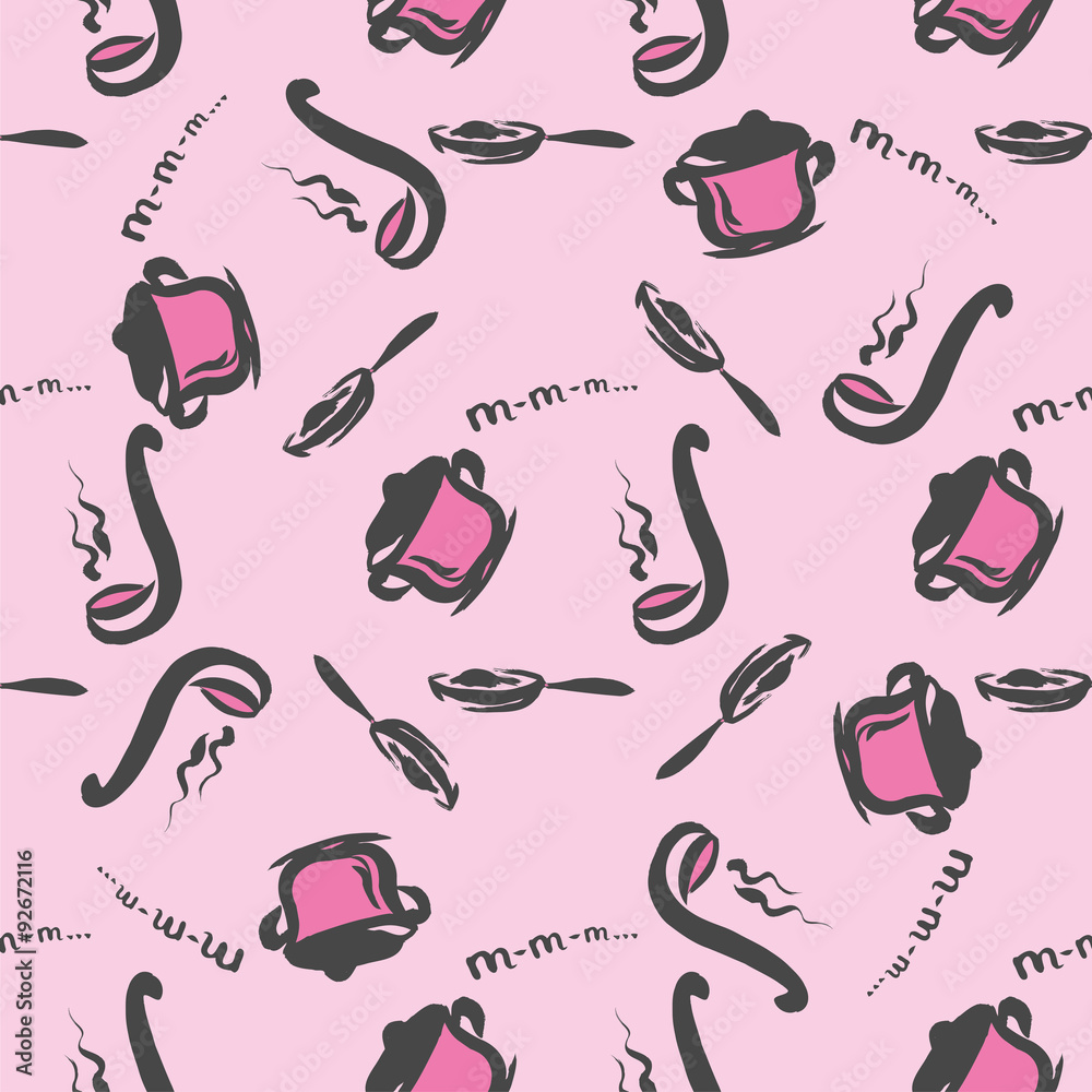 utensils colorful doodle seamless pattern
