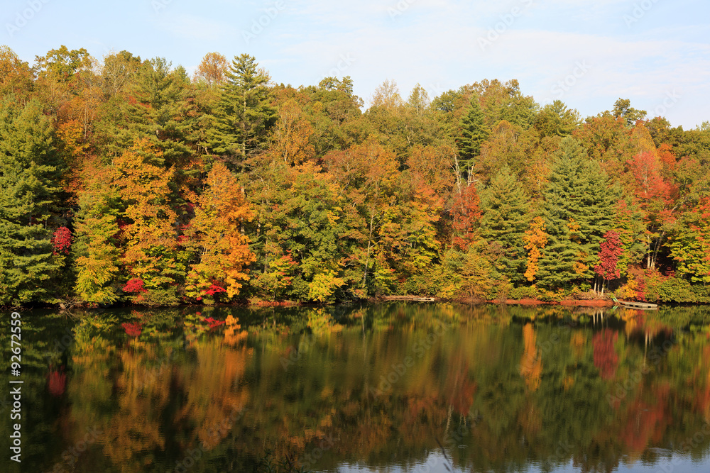 Fall foliage reflected in a lake Fall foliage reflected in a lake