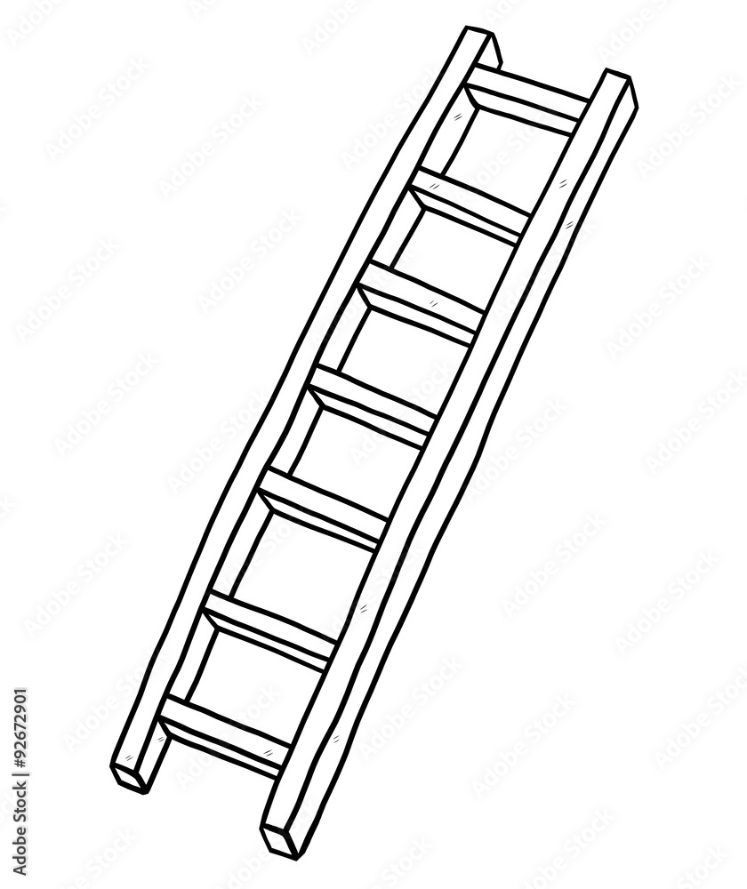 long ladder / cartoon vector and illustration, black and white, hand drawn,  sketch style, isolated on white background. Stock Vector | Adobe Stock