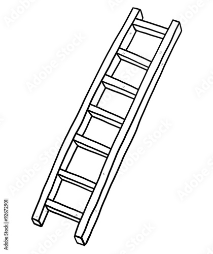 long ladder / cartoon vector and illustration, black and white, hand drawn, sketch style, isolated on white background.