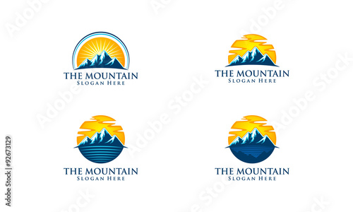 mountain, nature, green, landscape, sun, eco, vector, logo,  photo