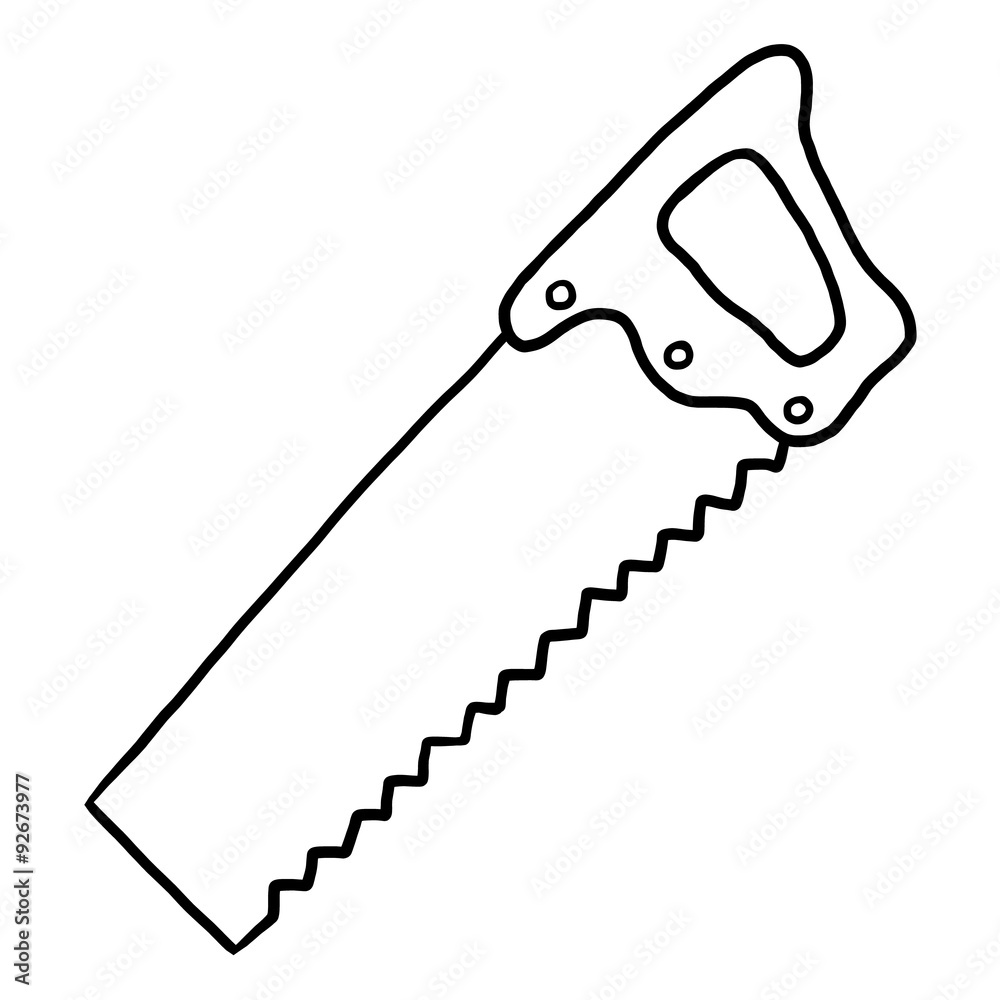 handsaw/ cartoon vector and illustration, black and white, hand drawn