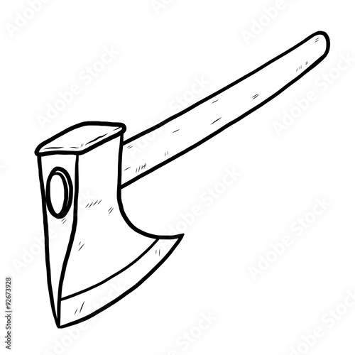 axe / cartoon vector and illustration, black and white, hand drawn, sketch style, isolated on white background.