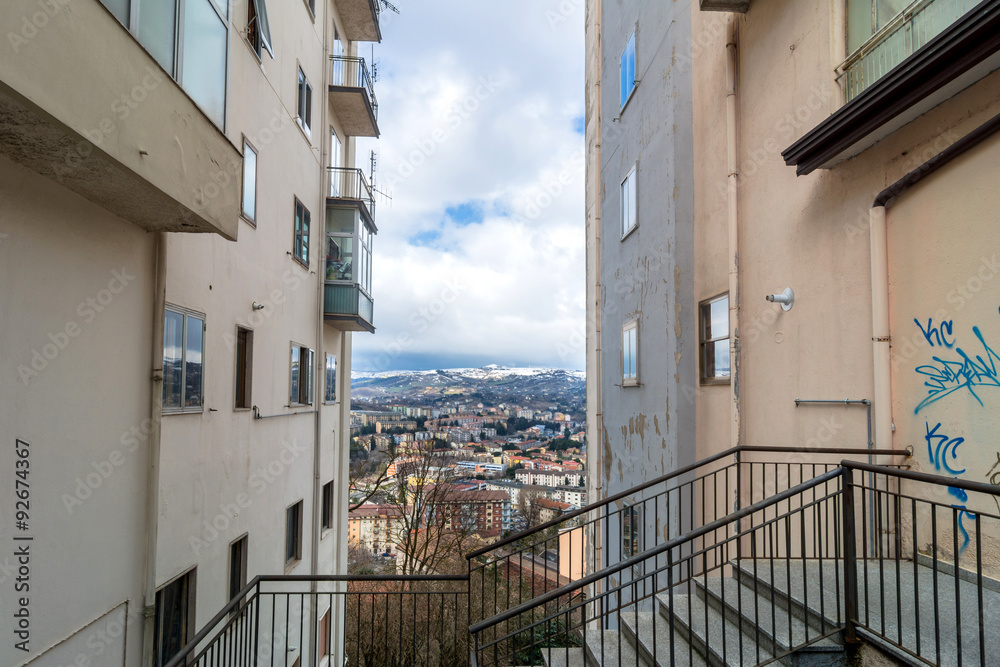 Fototapeta premium panoramic day view of Potenza, Italy