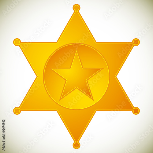 Classic western sheriff badge, sheriff star. Vector illustration photo