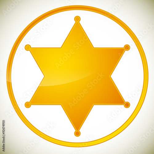 Classic western sheriff badge, sheriff star. Vector illustration photo