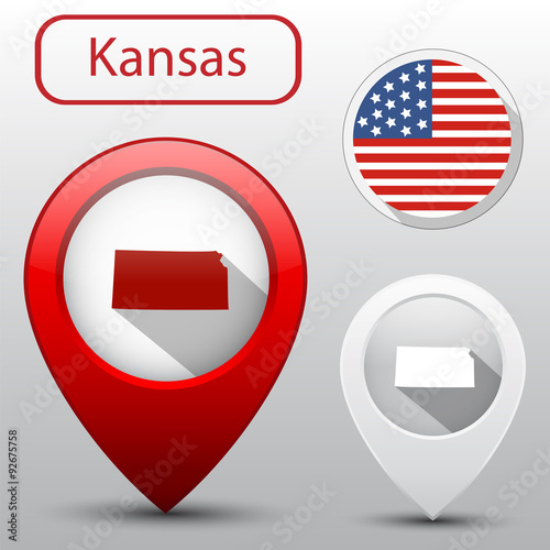 Set of Kansas state with flag america and map pointer Free Download Set of Kansas state with flag america and map pointer - GFXLoad