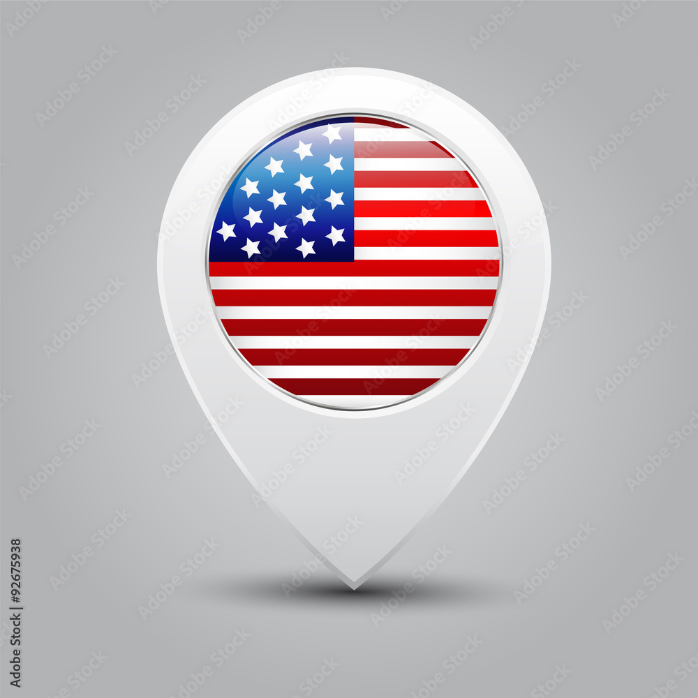 Map pointer with American flag Map pointer with American flag