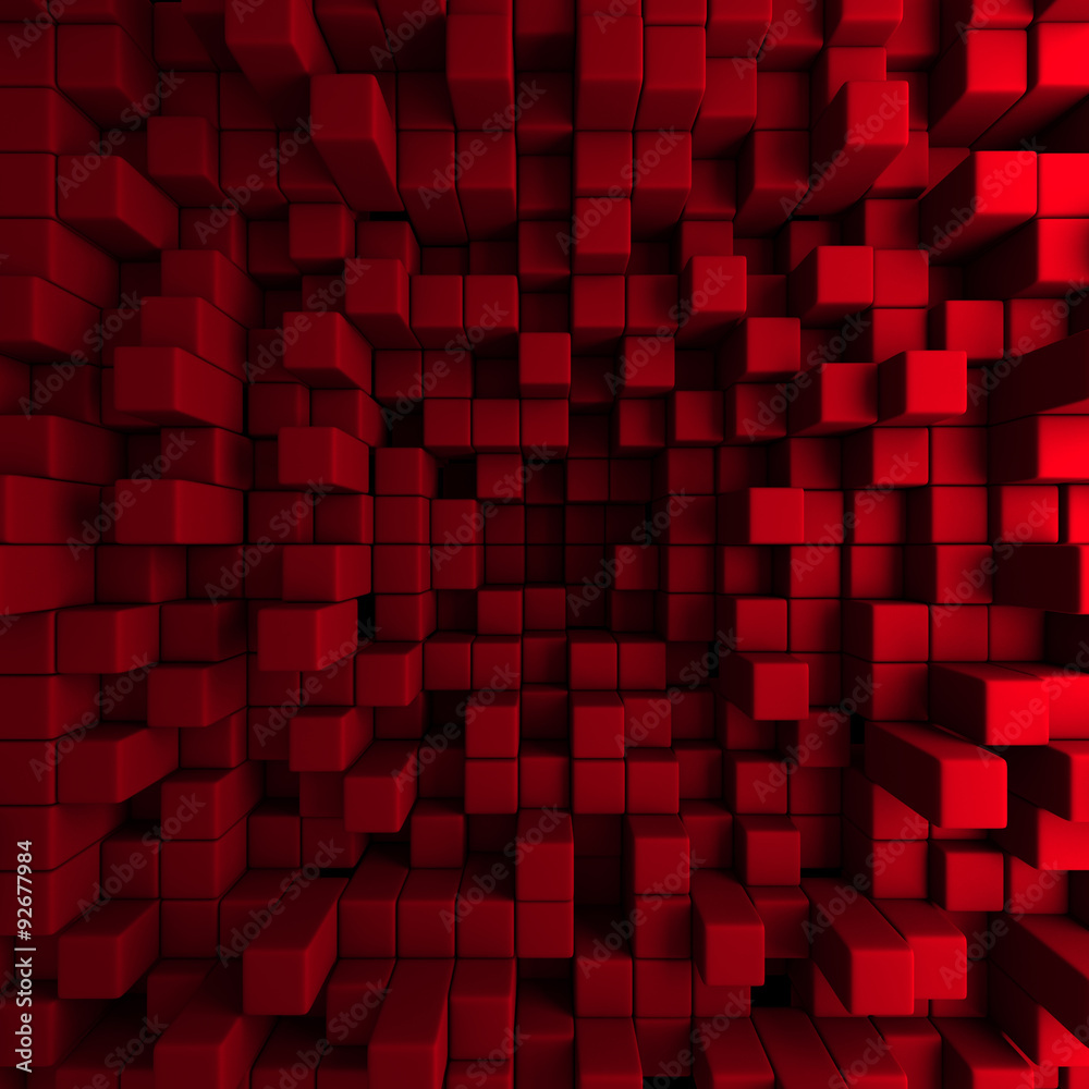 Red Blocks Wall Chaotic Background Red Blocks Wall Chaotic Background