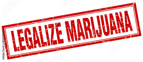 legalize marijuana red square grunge stamp on white