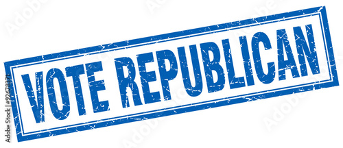 vote republican blue square grunge stamp on white