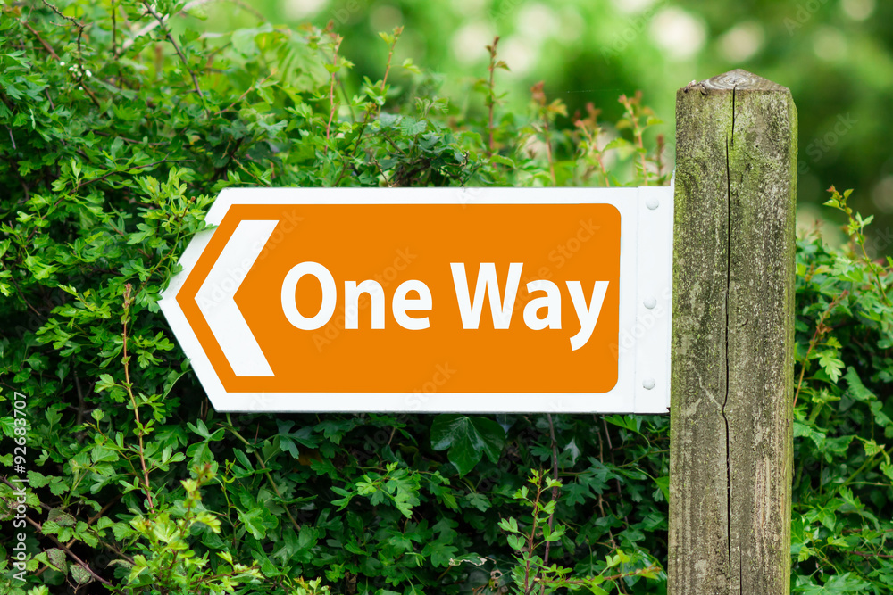 Direction Arrow, Sign To One Way in Orange Color