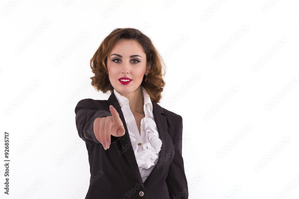 Elegance business woman pointing to the camera Elegance business woman pointing to the camera