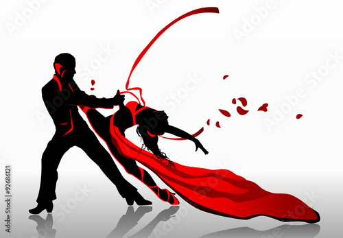 Beautiful couple in passionate dance.