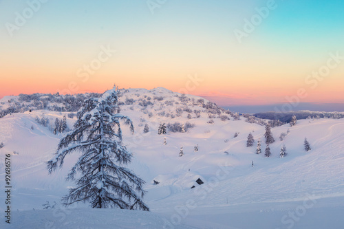 Magical sunset winter in Julian Alps mountains © Kavita