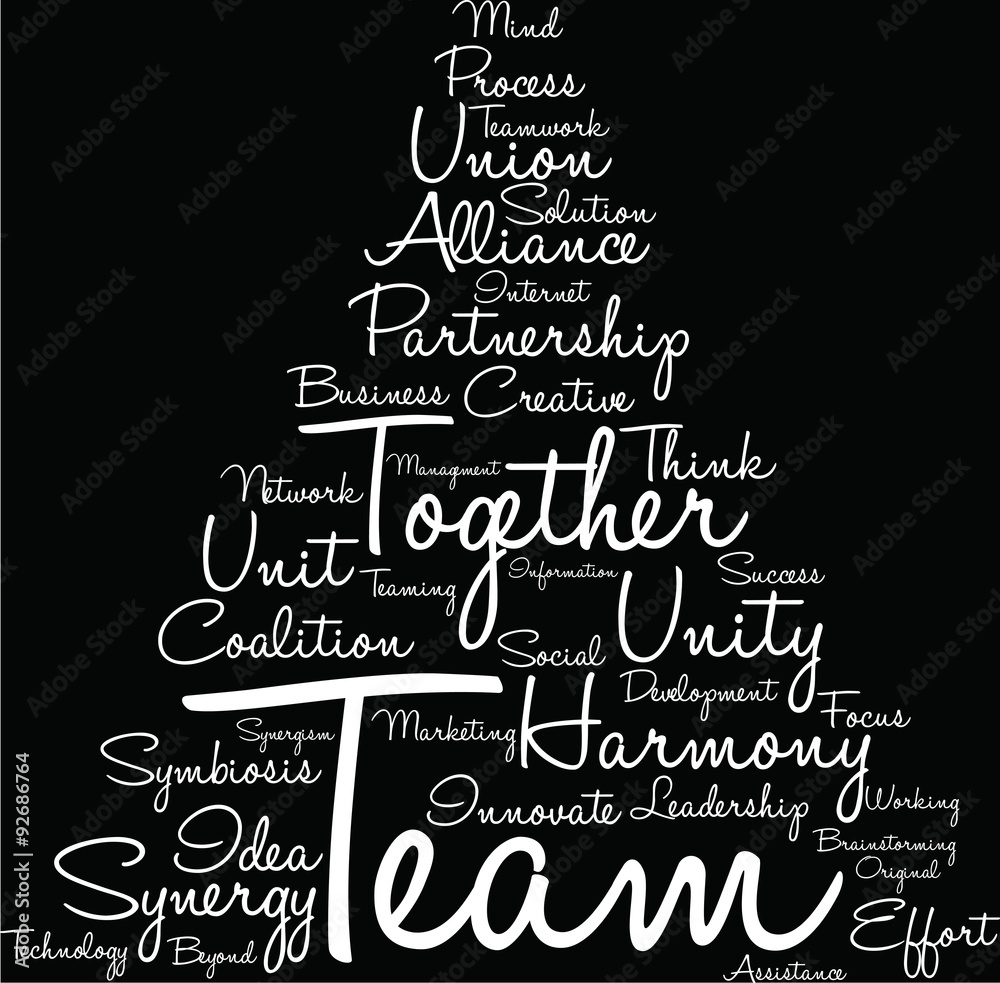 Team Word Cloud On a Black Background. 