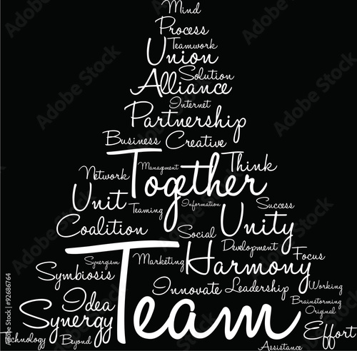 Team Word Cloud On a Black Background. 