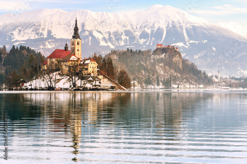 Church of the Assumption on the island in lake Bled