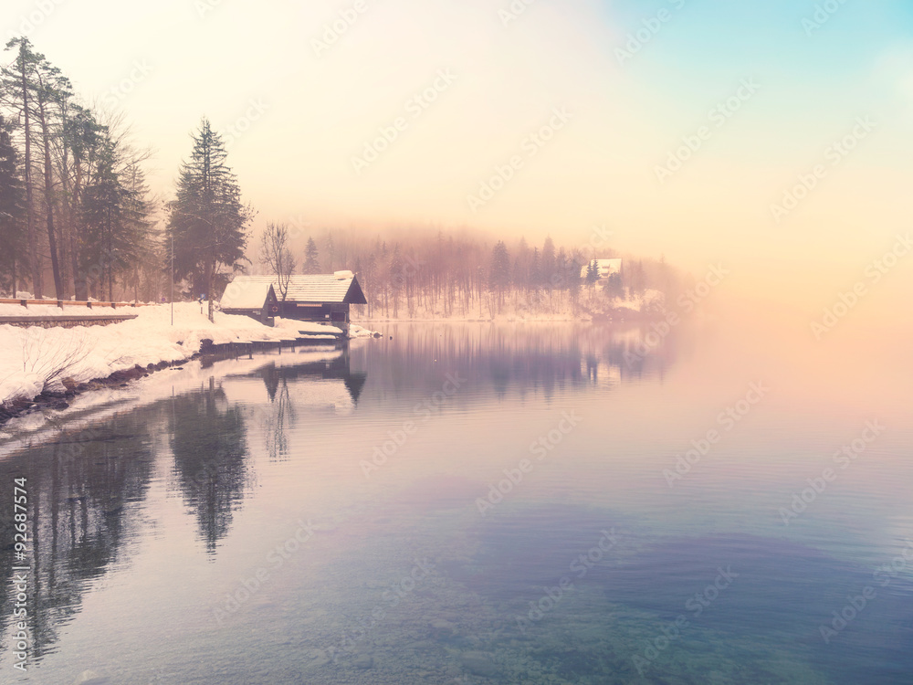 Winter time in lake Bohinj-Slovenia
