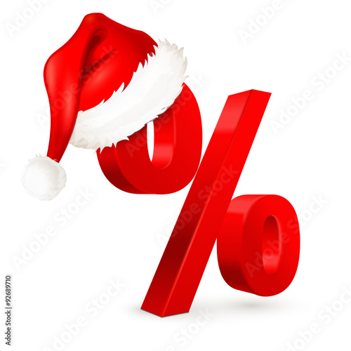 Prozentzeichen mit Weihnachtsmütze